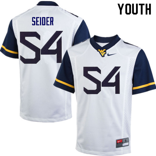Youth #54 JahShaun Seider West Virginia Mountaineers College Football Jerseys Sale-White - Click Image to Close